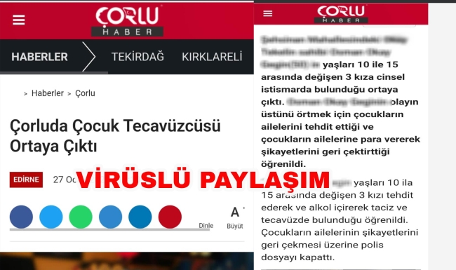 Çorlu Haber'in İsmini ve Logosunu Kullanarak Atılan Linklere Dikkat!