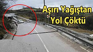 Kocaeli'de Aşırı Yağış Nedeniyle Yol Çöktü