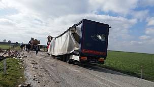 Tırın Devrilmesiyle Kapanan Yol Ulaşıma Açıldı