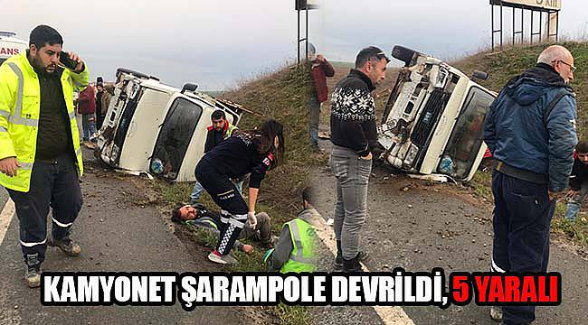 Kamyonet Şarampole Devrildi, 5 Yaralı