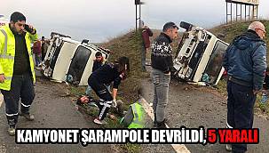 Kamyonet Şarampole Devrildi, 5 Yaralı