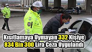 Kısıtlamaya Uymayan 332 Kişiye 834 Bin 300 Lira Ceza Uygulandı