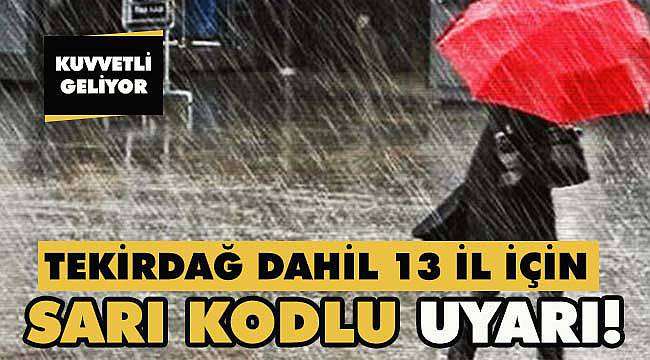 Meteoroloji'den Tekirdağ İçin Sarı Kodlu Uyarı!