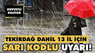 Meteoroloji'den Tekirdağ İçin Sarı Kodlu Uyarı!