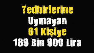 Tedbirlerine Uymayan 61 Kişiye 189 Bin 900 Lira Ceza Kesildi