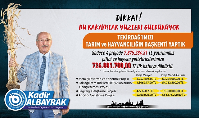 Büyükşehir Belediyesi Tekirdağ'ı Tarım ve Hayvancılığın Başkenti Yaptı