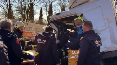 Feci kazada TIR ile kamyonun arasında kalarak can verdi