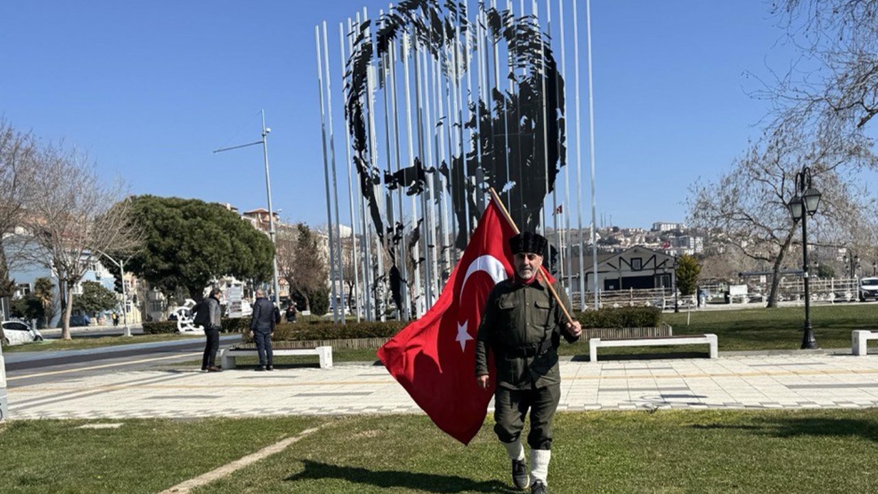 Şehitler için İstanbul'dan Çanakkale'ye yürüyen gazi torunu Tekirdağ'da