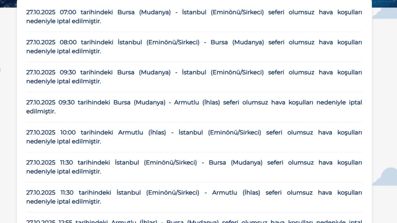 BUDO'nun 8 seferi iptal edildi