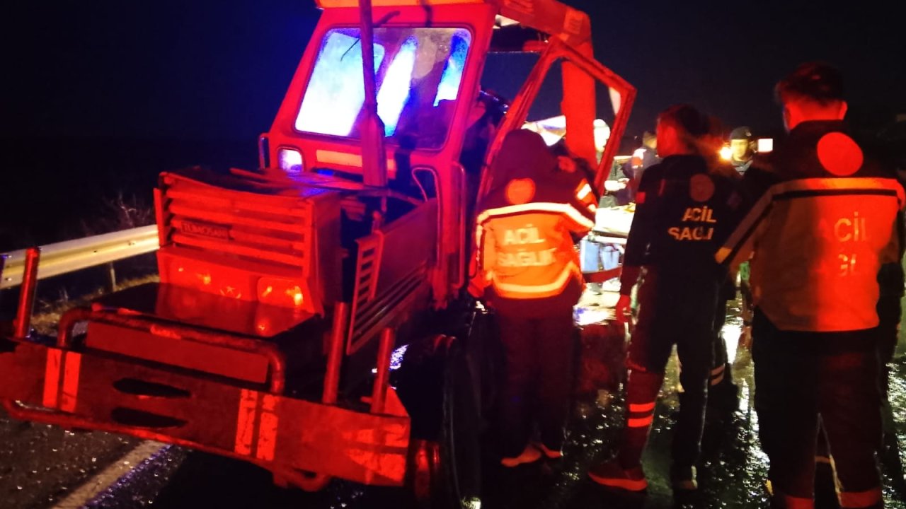 TIR’la çarpışan traktörün sürücüsü ağır yaralandı