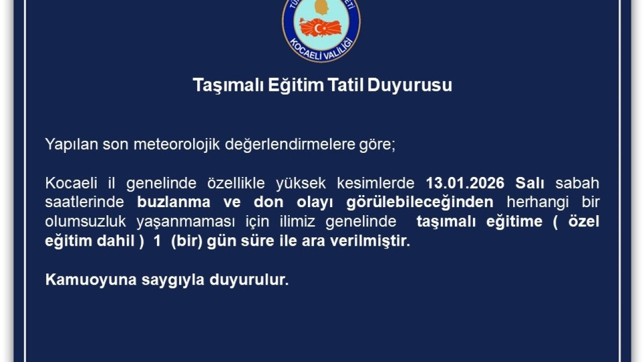 Kocaeli’de taşımalı eğitime ‘buz ve don’ engeli